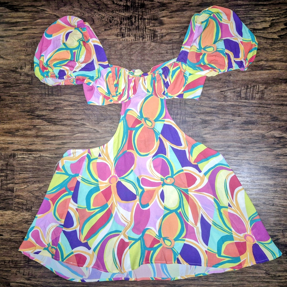 Colorful Floral Backless Dress